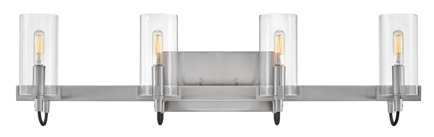 Ryden Large Four Light Vanity In Brushed Nickel Finish