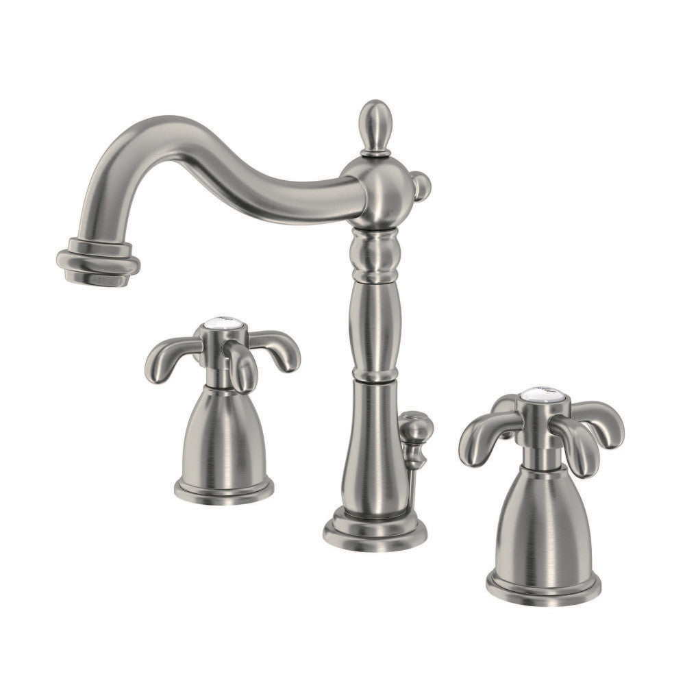 French Country Widespread Bathroom Faucet in Brushed Nickel