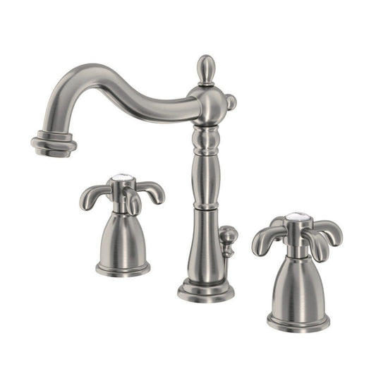 French Country Widespread Bathroom Faucet in Brushed Nickel