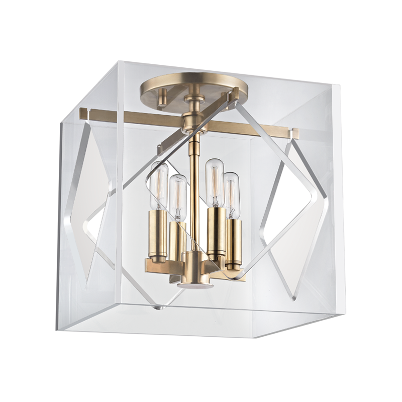 Travis Semi Flush with Aged Brass Finish