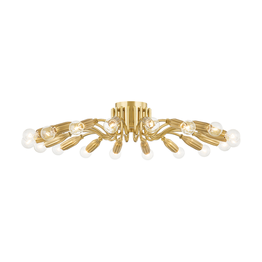 BARNEY Semi Flush with Aged Brass Finish