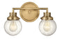 Poppy Small Two Light Vanity In Light Brass Finish
