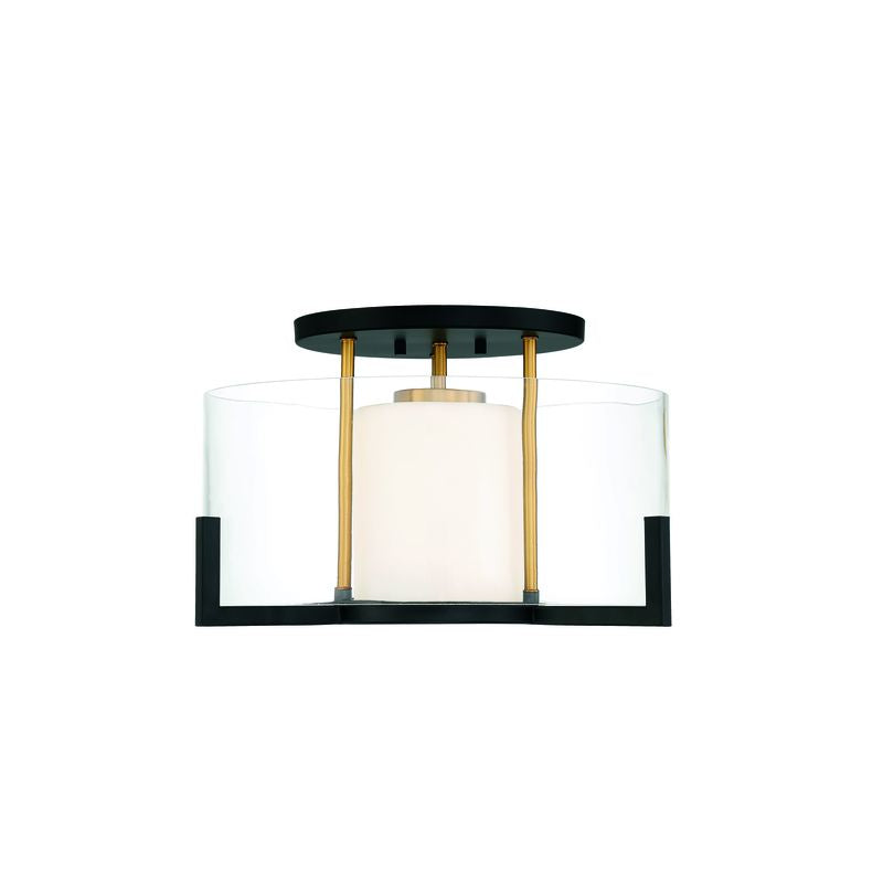 Eaton 1-Light Ceiling Light in Matte Black with Warm Brass Accents Matte Black with Warm Brass Accents