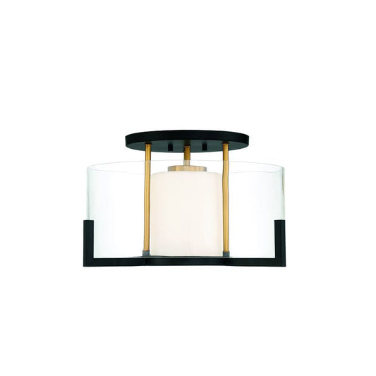 Eaton 1-Light Ceiling Light in Matte Black with Warm Brass Accents Matte Black with Warm Brass Accents