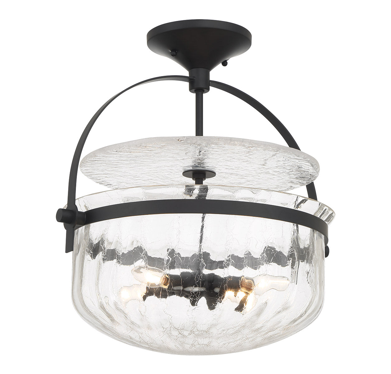 Denmar 4-Light Convertible Semi-Flush or Pendant in Matte Black