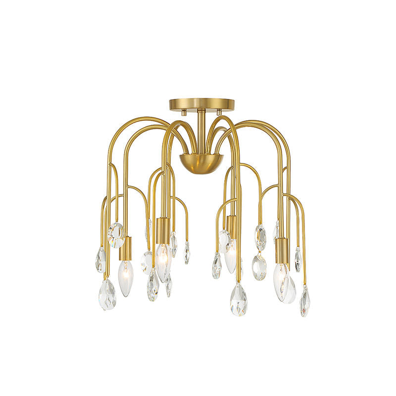Anholt 4-Light Convertible Semi-Flush or Pendant in Noble Brass Noble Brass