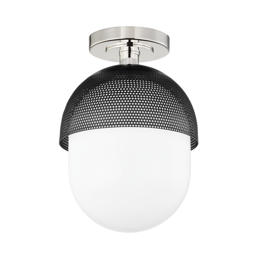 Nyack Semi Flush with Polished Nickel/black Finish
