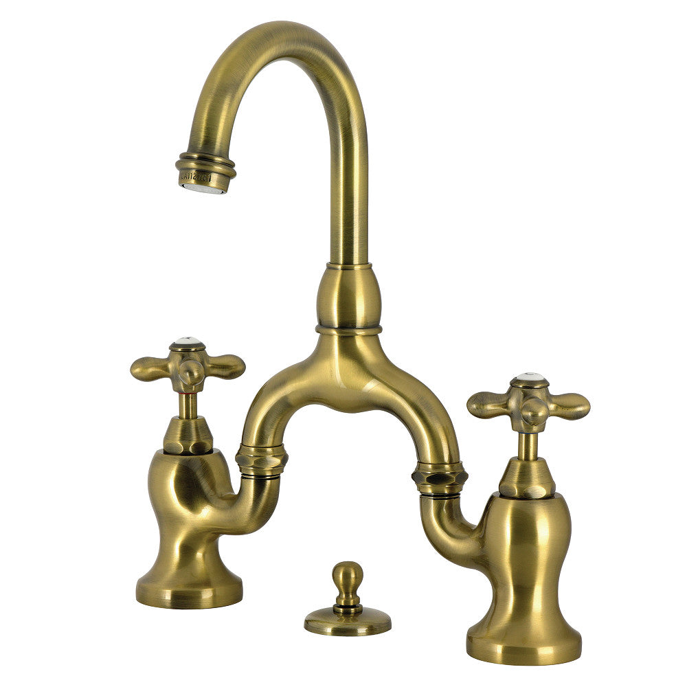 English Country Bridge Bathroom Faucet in Antique Brass