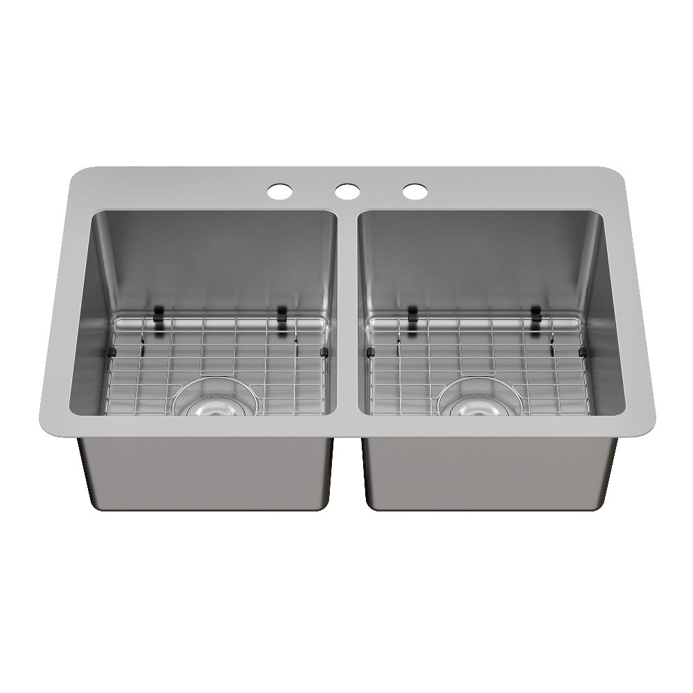 Calgary 33 Inch Dual-Mount Sink in Brushed Stainless