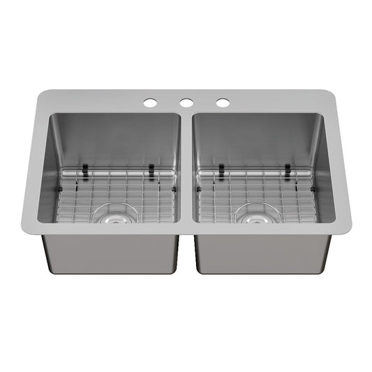 Calgary 33 Inch Dual-Mount Sink in Brushed Stainless