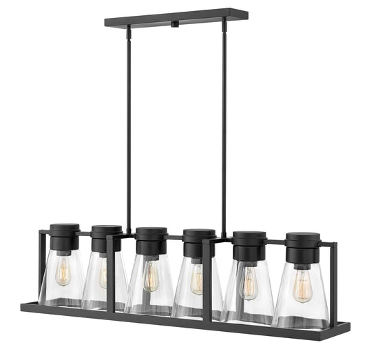 Refinery Medium Six Light Linear In Black Finish