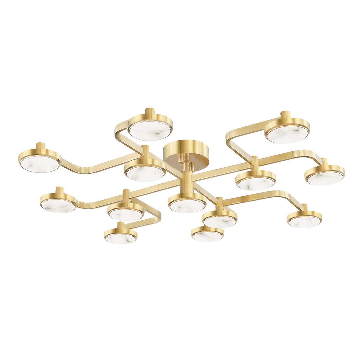 Meander Semi Flush with Aged Brass Finish