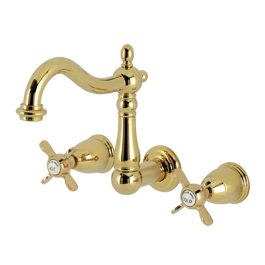 Essex Wall-Mount Bathroom Faucet in Polished Brass