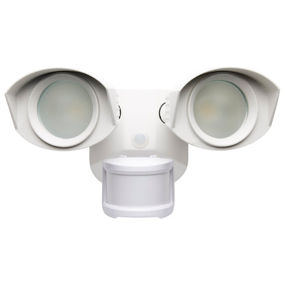 LED Security Light; Dual Head; White Finish; 3000K