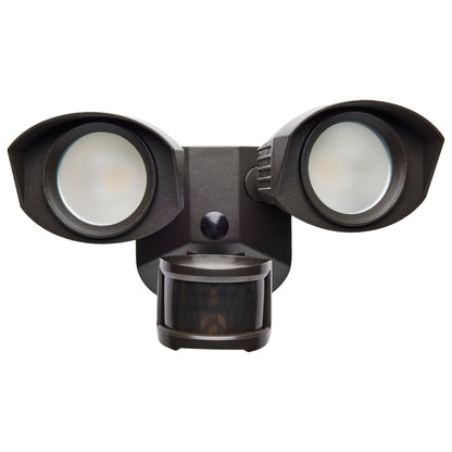 LED Security Light; Dual Head; Bronze Finish; 3000K