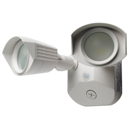 LED Security Light; Dual Head; White Finish; 4000K