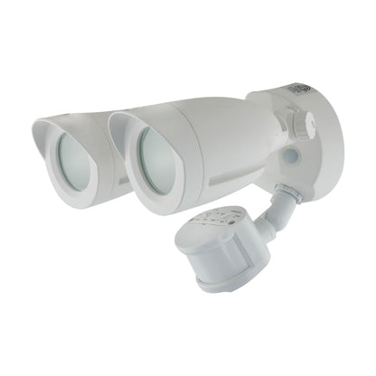 LED Security Light; Dual Head; White Finish; 3000K