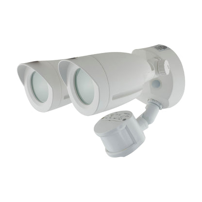 LED Security Light; Dual Head; White Finish; 4000K
