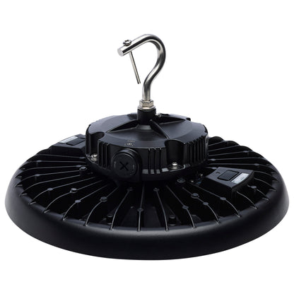 Wattage 150W/175W/200W and CCT Selectable 3K/4K/5K LED UFO High Bay; 100-277 Volt; Black Finish