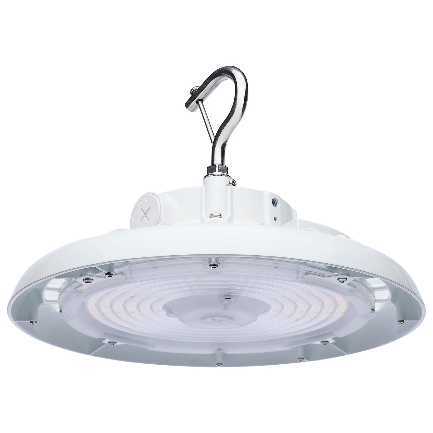 Wattage 80W/100W/120W and CCT Selectable 3K/4K/5K LED UFO High Bay; 120-347 Volt; White Finish