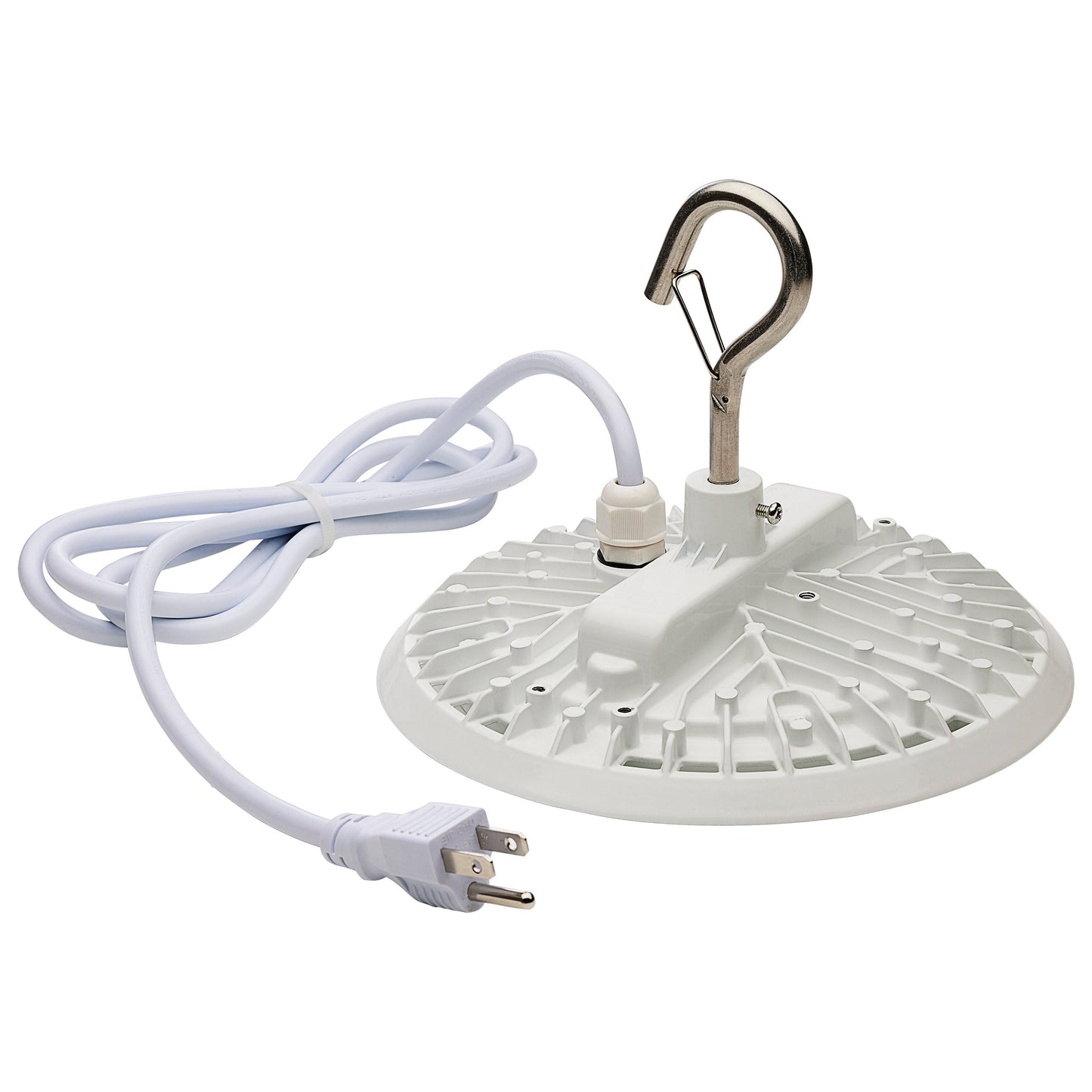 60 Watt; Hi-Pro Shop Light with Plug; 8" Dia.; 4000K; White Finish; 120 Volt