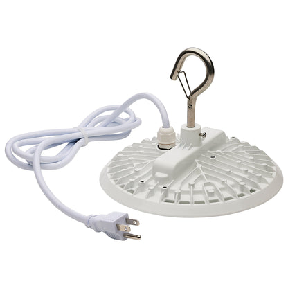 60 Watt; Hi-Pro Shop Light with Plug; 8" Dia.; 5000K; White Finish; 120 Volt