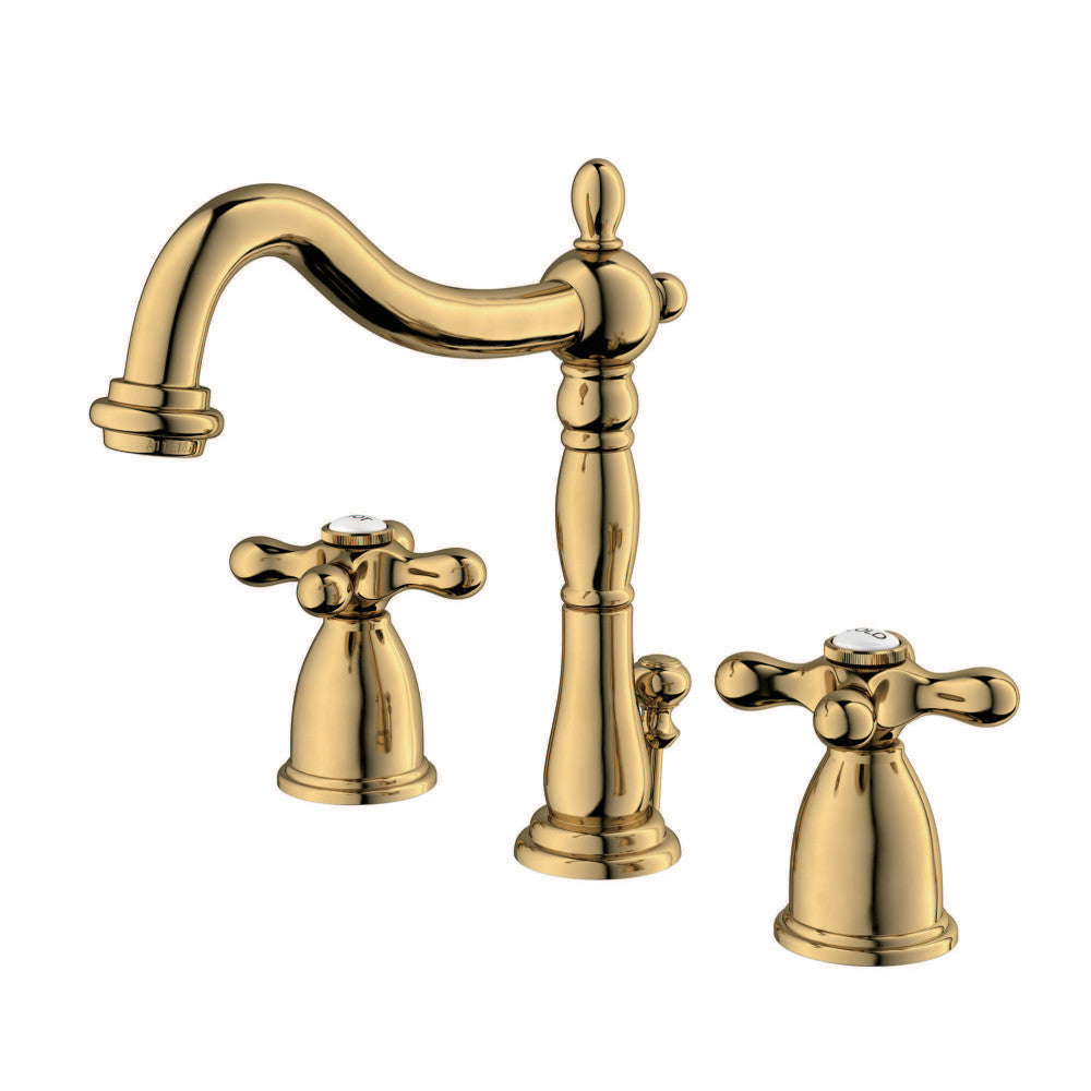 Heritage Widespread Bathroom Faucet in Polished Brass