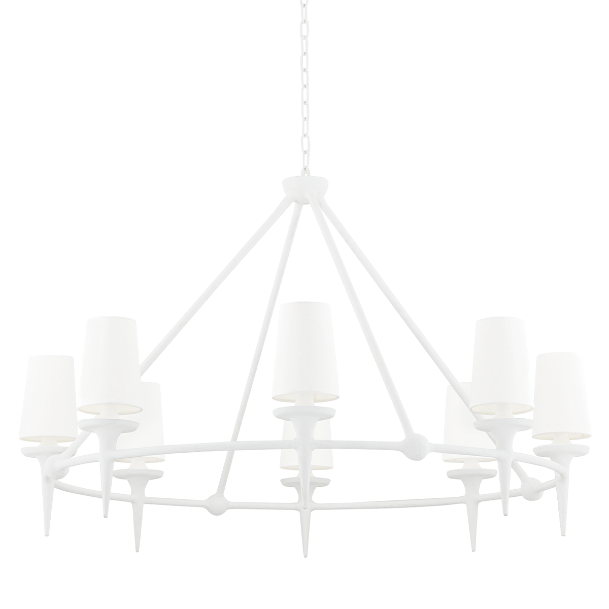 Torch Chandelier with White Plaster Finish