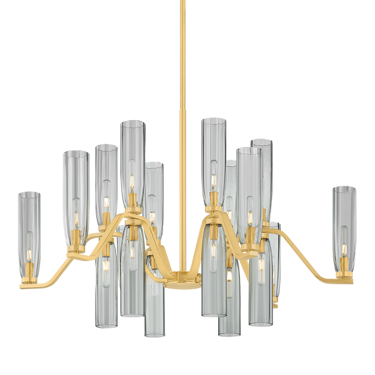 HARPSWELL Chandelier with AGED BRASS Finish