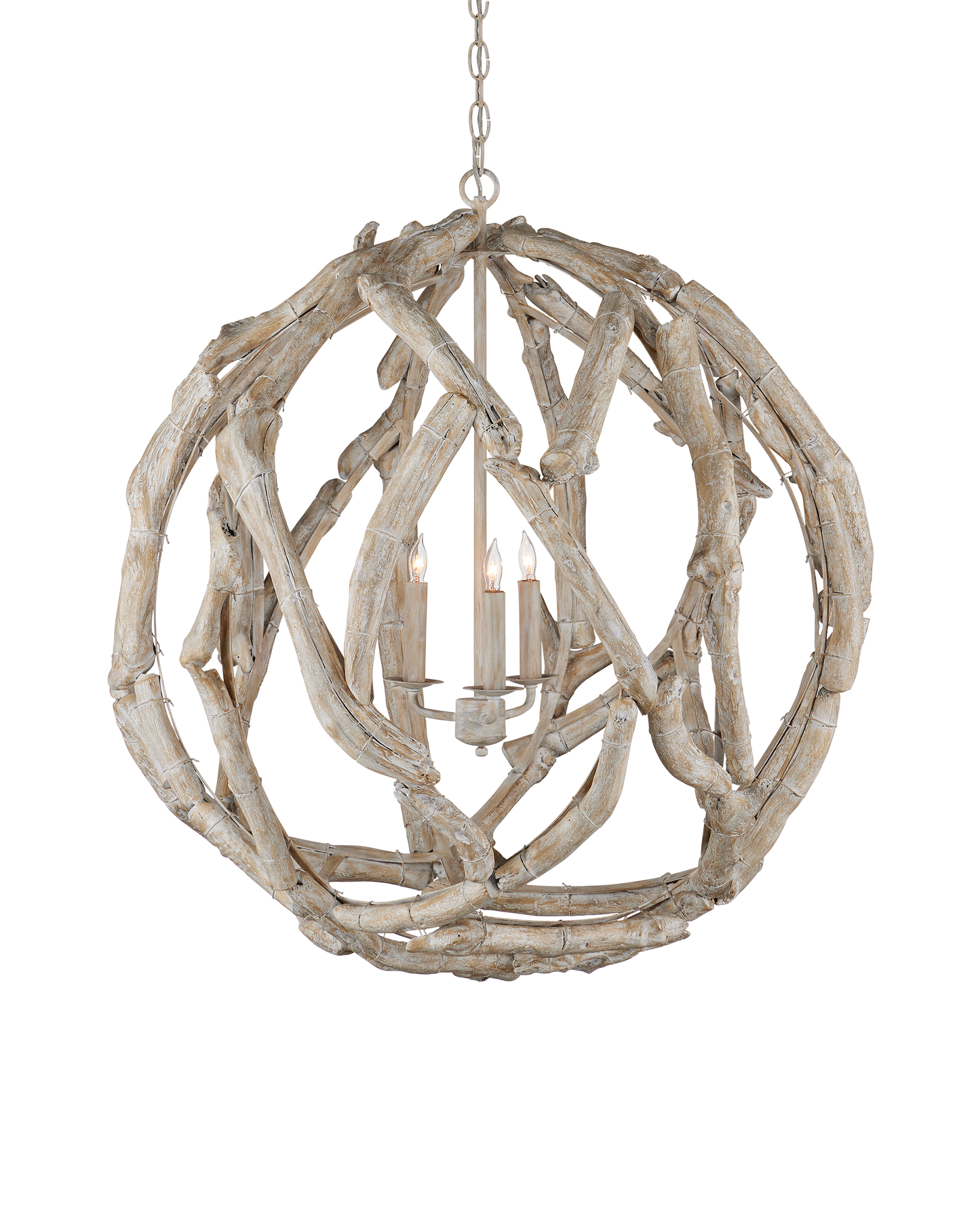 Driftwood Whitewash Orb Chandelier