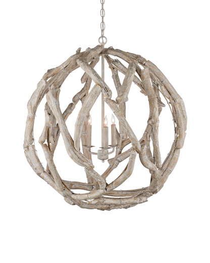 Driftwood Whitewash Orb Chandelier