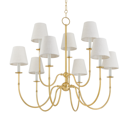 AMINA Chandelier with Aged Brass Finish