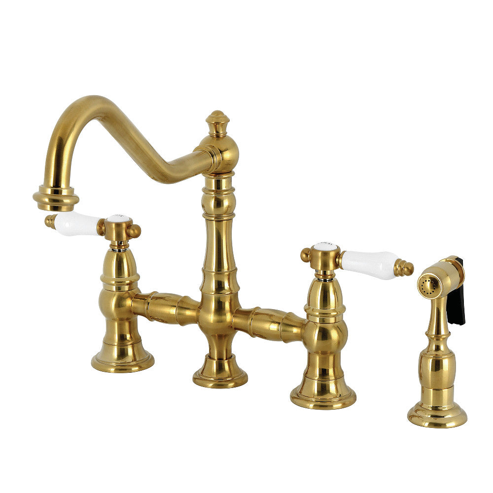 Bel-Air Bridge Kitchen Faucet in Brushed Brass