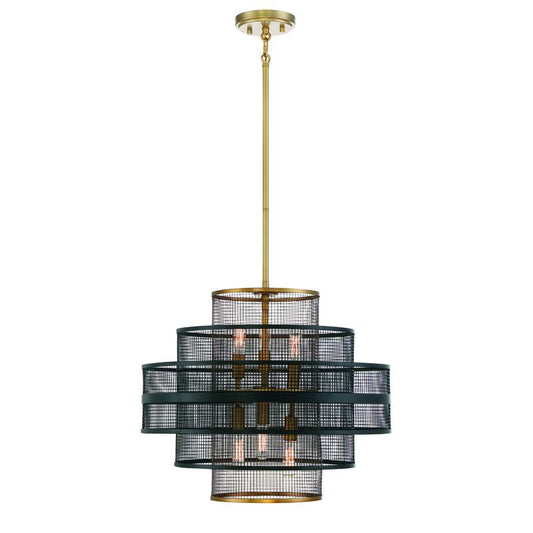 Kelvin 6-Light Pendant in Matte Black with Warm Brass Matte Black with Warm Brass Accents