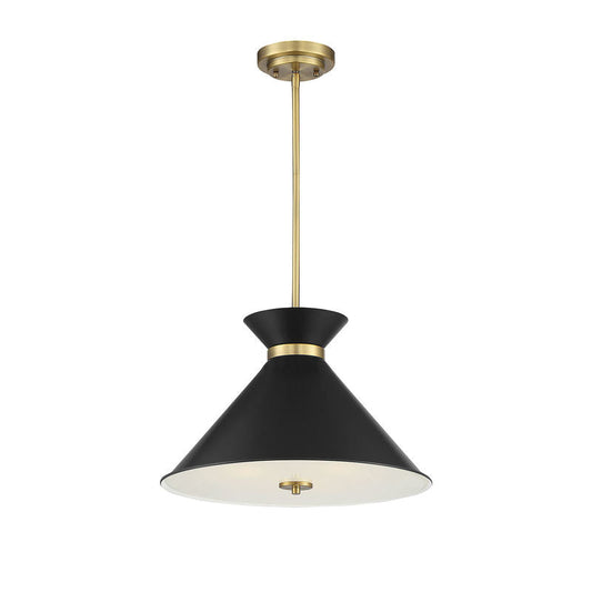 Lamar 3-Light Pendant in Matte Black with Warm Brass Accents Black with Warm Brass Accents