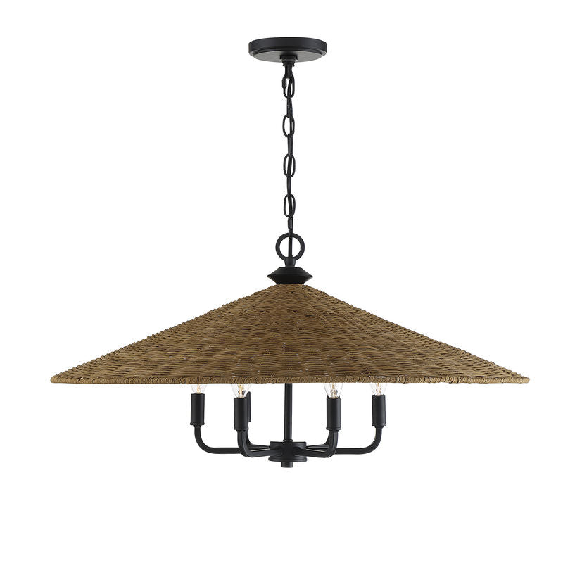 Eman 6-Light Pendant in Matte Black with Dark Rattan Matte Black with Dark Rattan