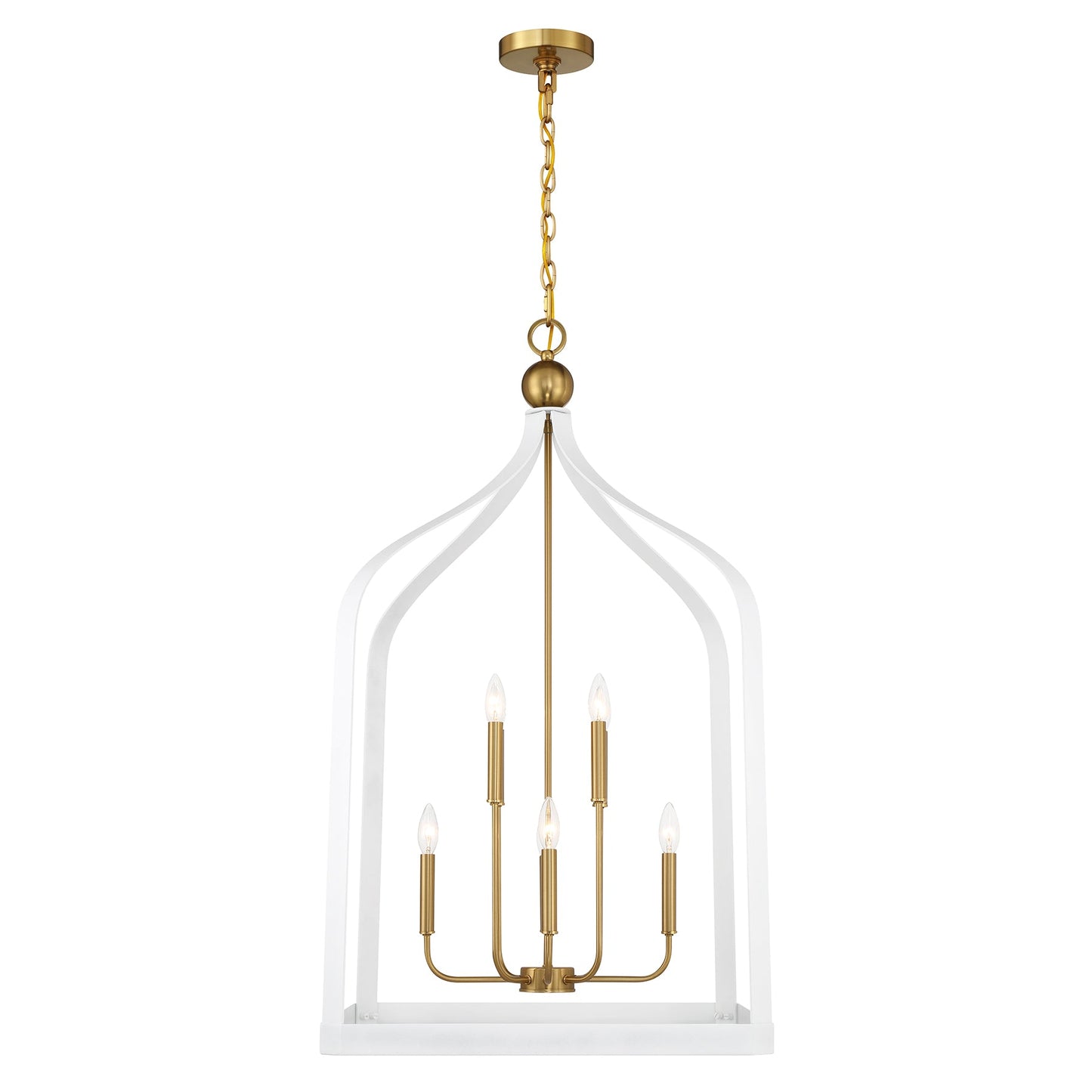 Sheffield 8-Light Pendant in White with Warm Brass Accents