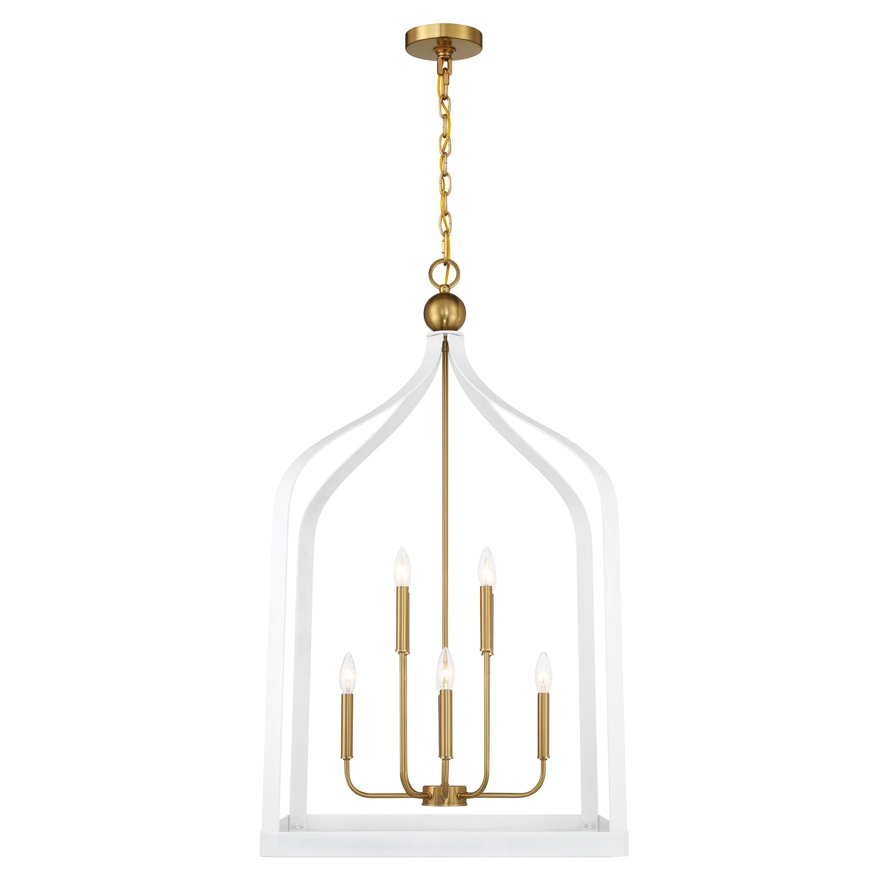 Sheffield 8-Light Pendant in White with Warm Brass Accents
