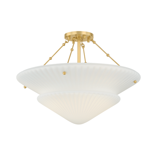 LOBURN Semi Flush with AGED BRASS Finish