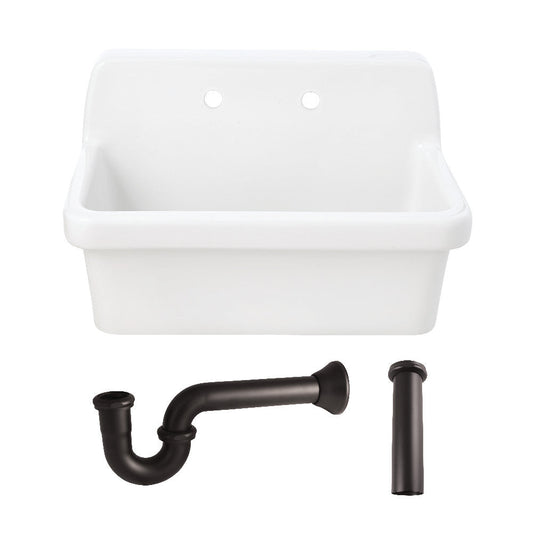 Doriteal 30.125 Inch Wall Mount Kitchen Sink in White