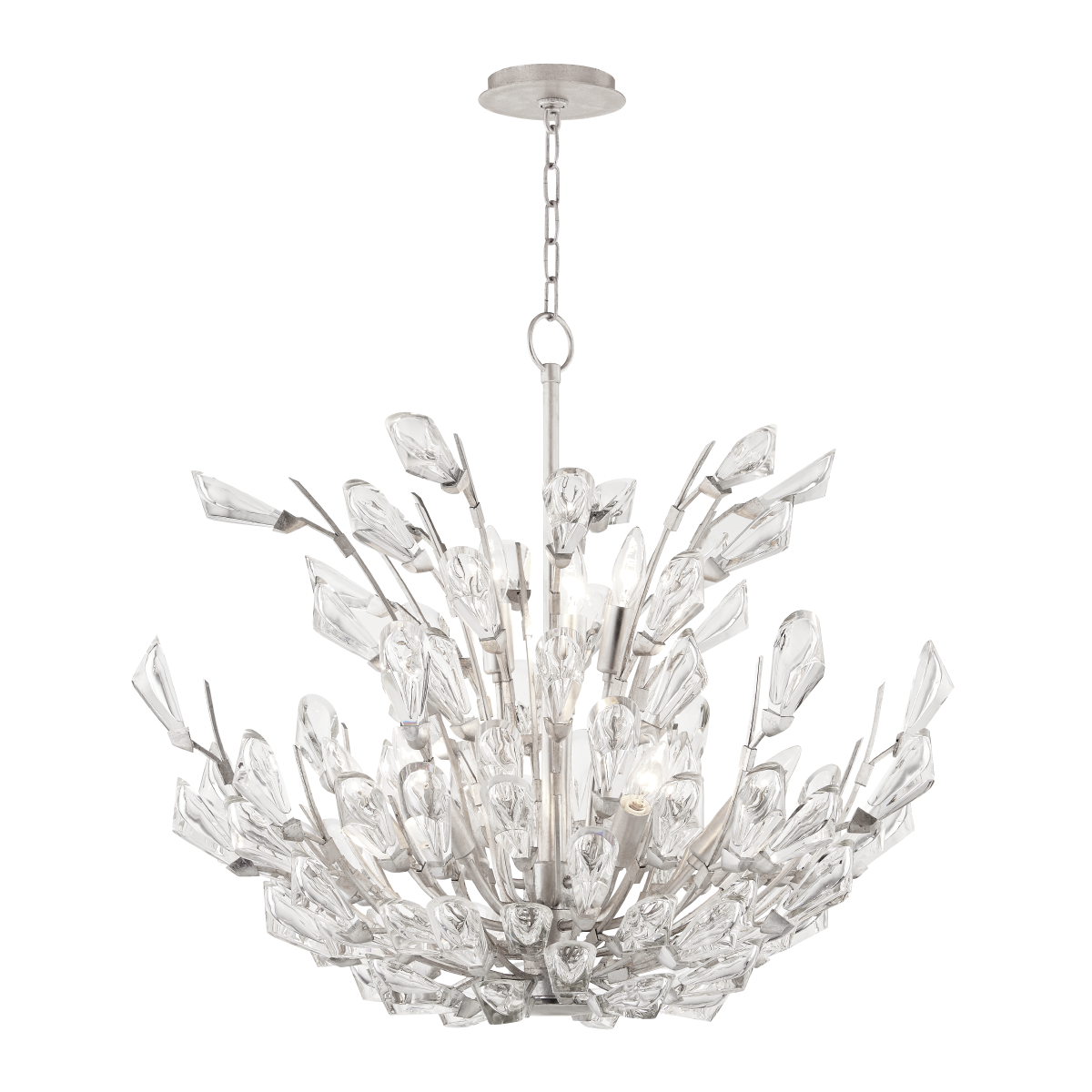Tulip Chandelier with Silver Leaf Finish