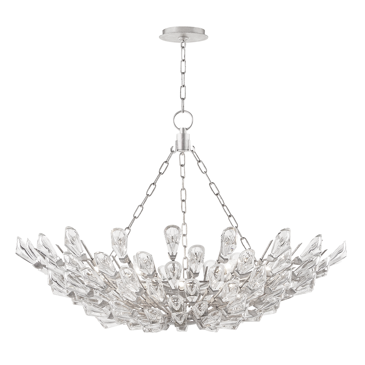 Tulip Chandelier with Silver Leaf Finish