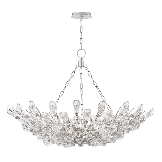 Tulip Chandelier with Silver Leaf Finish
