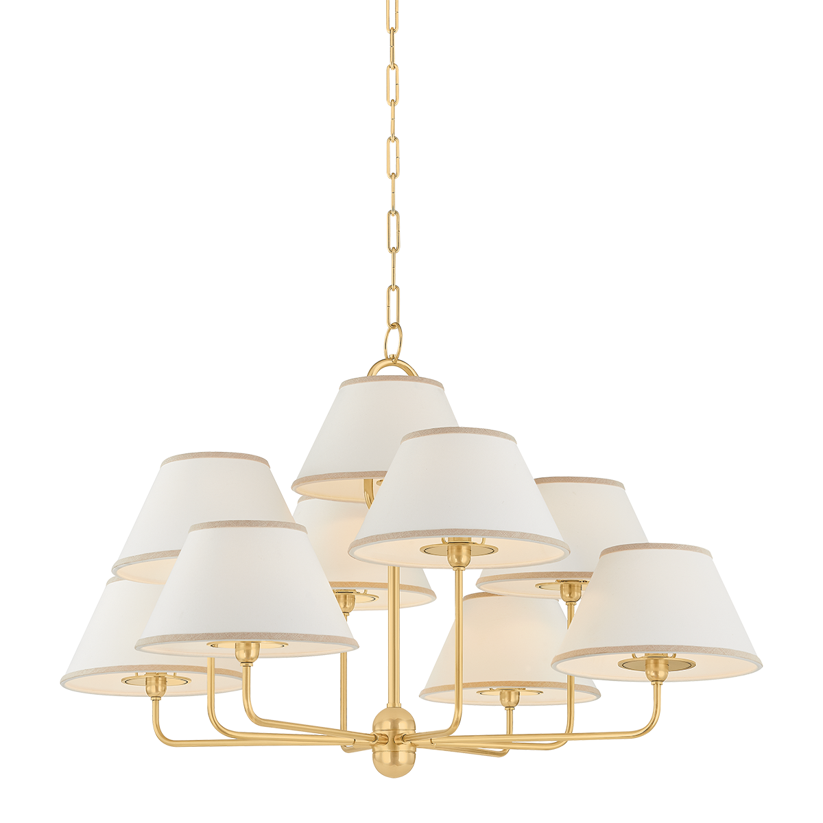 DURLAND Chandelier with AGED BRASS Finish