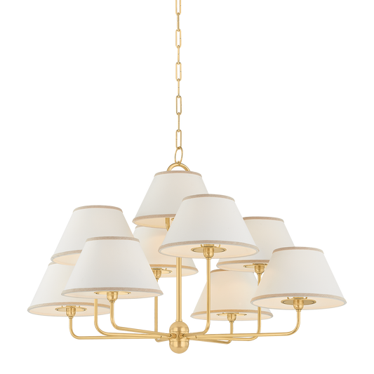 DURLAND Chandelier with AGED BRASS Finish
