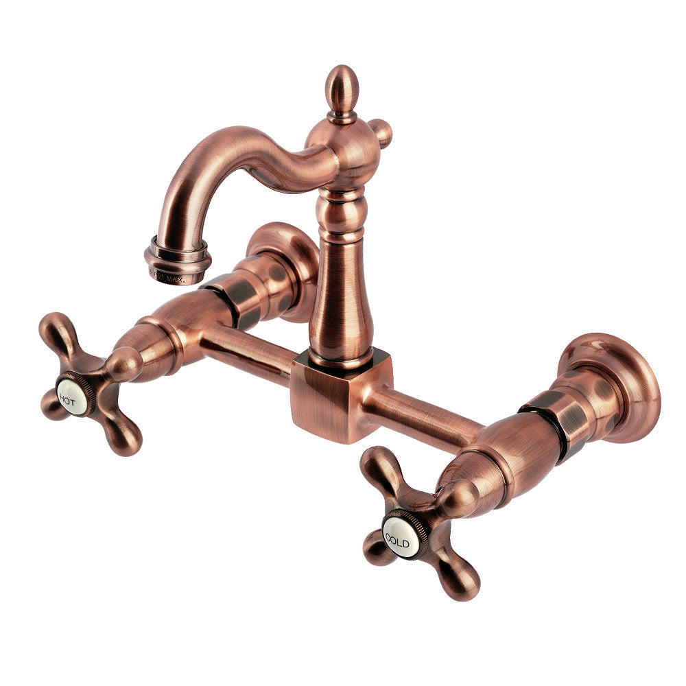 Heritage Wall Mount Kitchen Faucet in Antique Copper