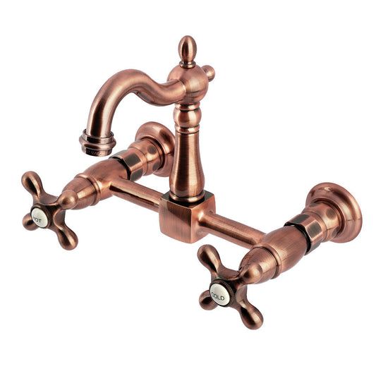 Heritage Wall Mount Kitchen Faucet in Antique Copper