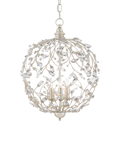 Crystal Bud Silver Orb Chandelier