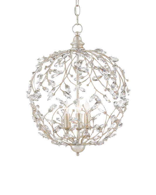 Crystal Bud Silver Orb Chandelier