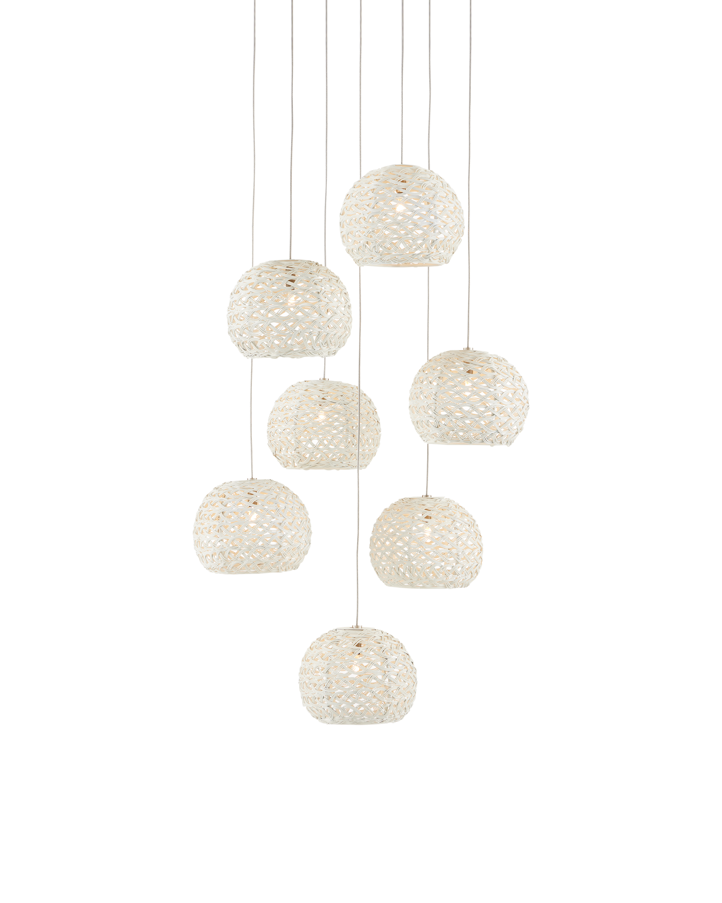 Piero White 7-Light Round Multi-Drop Pendant